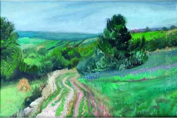 Chemin Dans Les Champs. Oil Painting by France Leplat