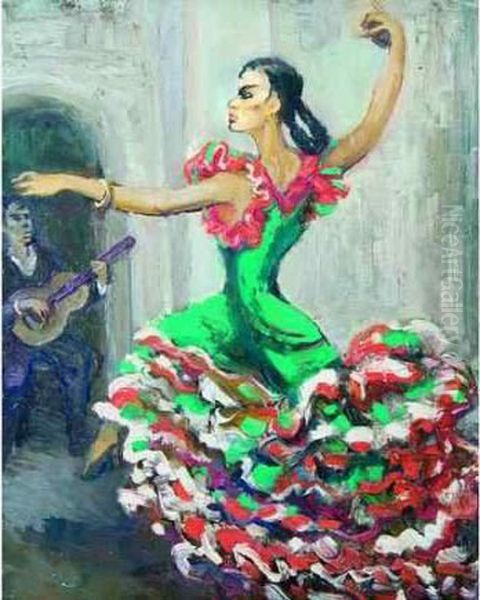 La Danseuse De Flamenco. Oil Painting by France Leplat