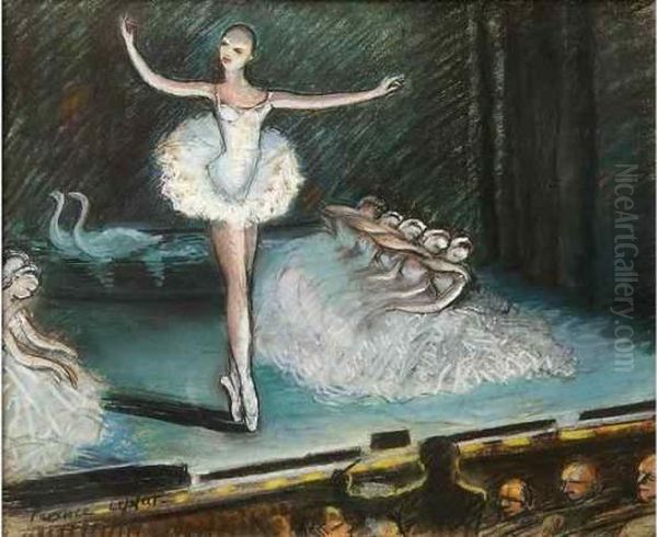 La Danseuse Du Lac Des Cygnes. Oil Painting by France Leplat