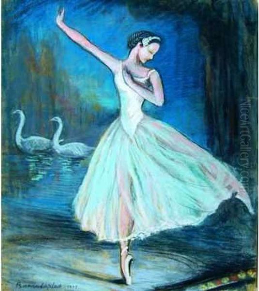 La Danseuse Du Lac Des Cygnes. Oil Painting by France Leplat