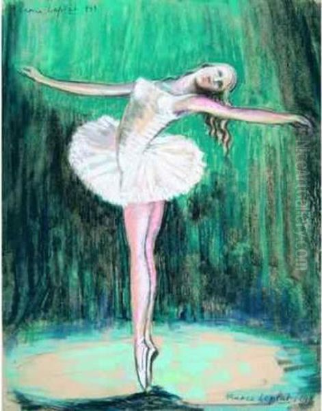 La Danseuse Du Lac Des Cygnes. Oil Painting by France Leplat