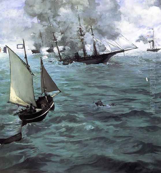 Battle of the 'Kearsarge' and the 'Alabama' Oil Painting by Edouard Manet