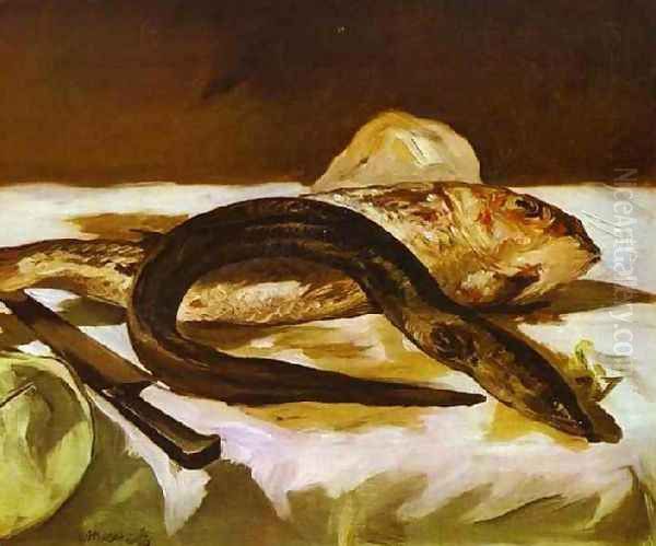 Still Life With Eel And Red Muller Oil Painting by Edouard Manet