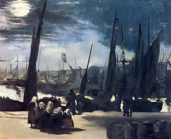 Moonlight Over The Port Of Boulogne Oil Painting by Edouard Manet