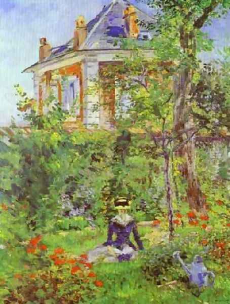 Girl In The Garden At Bellevue Oil Painting by Edouard Manet