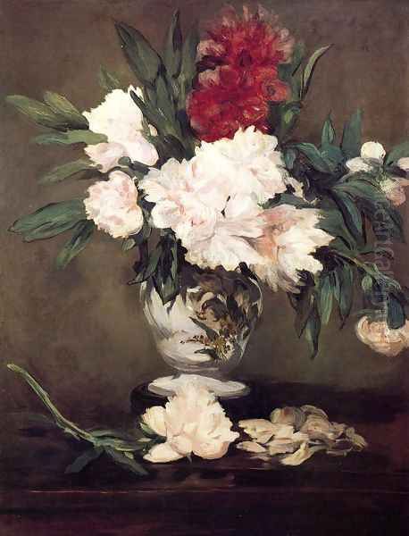 Peonies In A Vase Oil Painting by Edouard Manet