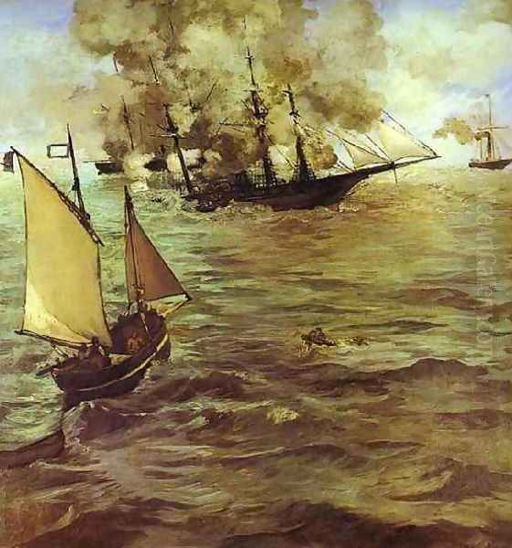 The Battle Of The Kearsarge And The Alabama Oil Painting by Edouard Manet