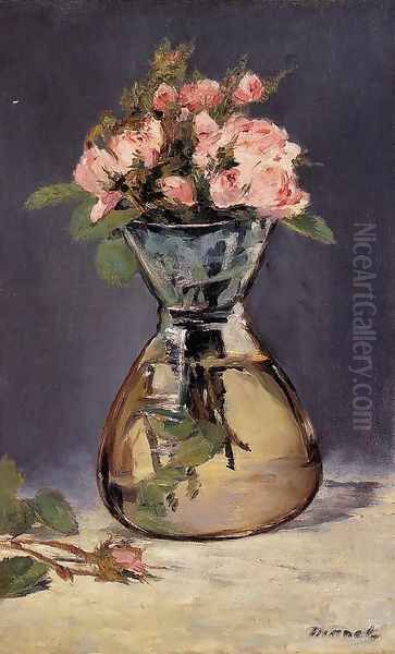 Moss Roses In A Vase Oil Painting by Edouard Manet