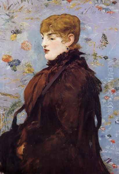 Autumn, Portait of Mery Laurent in a Brown Fur Cape Oil Painting by Edouard Manet