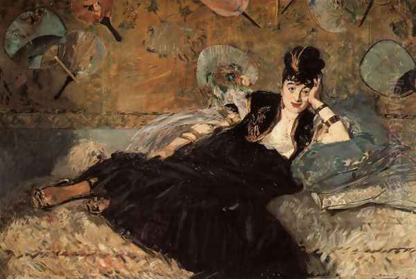 Woman with Fans (Nina de Callias) Oil Painting by Edouard Manet