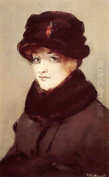 Woman in Furs, Portrait of Mery Laurent Oil Painting by Edouard Manet