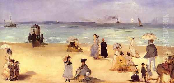 On the Beach at Boulogne Oil Painting by Edouard Manet