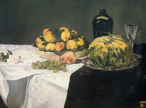 Still Life with Melon and Peaches 1866 Oil Painting by Edouard Manet