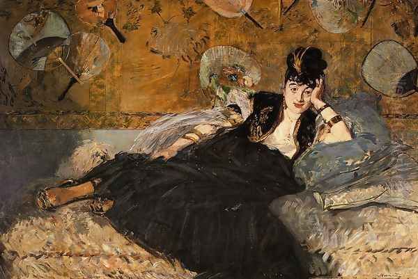 Lady with Fans, Portrait of Nina de Callais Oil Painting by Edouard Manet