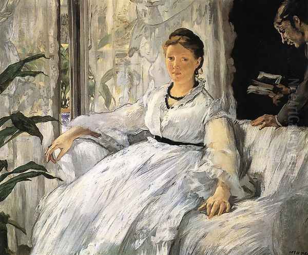 Reading (or Mme Manet and Léon) Oil Painting by Edouard Manet