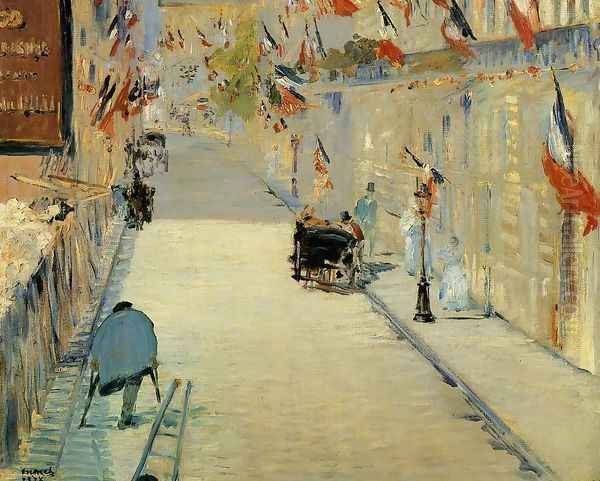 Rue Mosnier with Flags 1878 Oil Painting by Edouard Manet