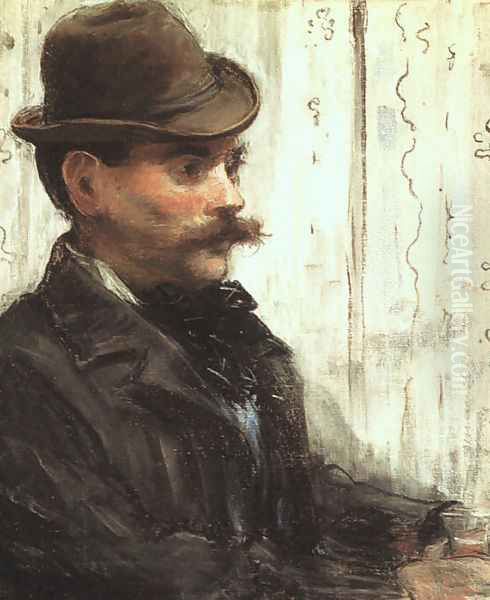 Portrait of Alphonse Maureau (Man with a Round Hat) 1880 Oil Painting by Edouard Manet