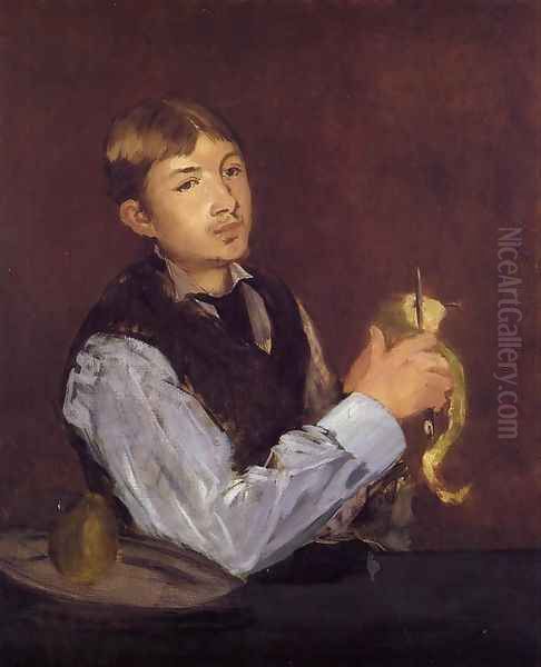 Young Man Peeling a Pear Oil Painting by Edouard Manet