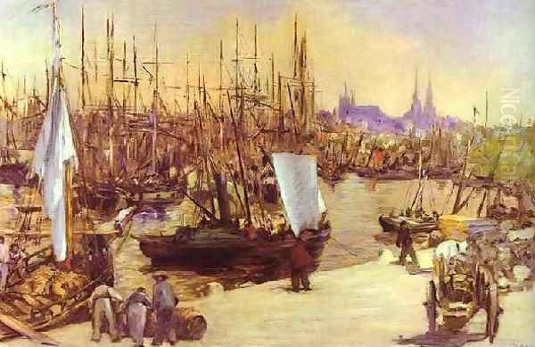 The Harbour At Bordeaux Oil Painting by Edouard Manet