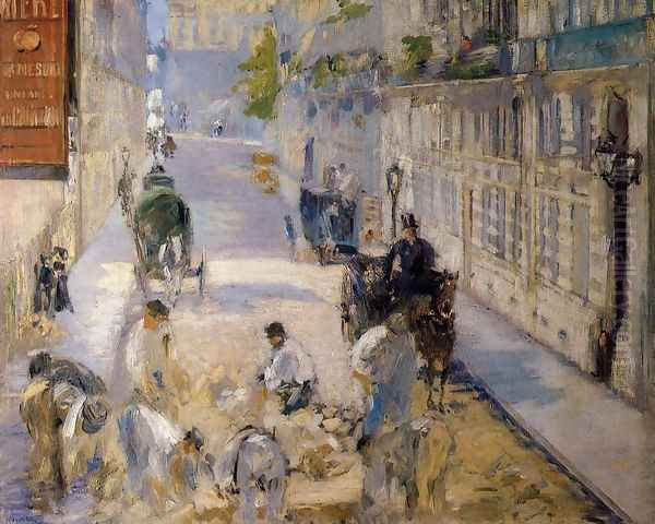 Rue Mosnier with Road Menders Oil Painting by Edouard Manet