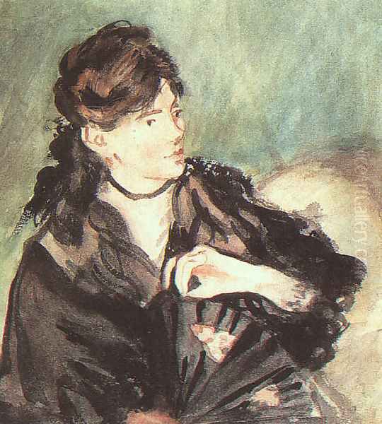 Portrait of Berthe Morisot 1873 Oil Painting by Edouard Manet