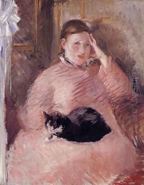 Woman with a Cat, Portrait of Madame Manet Oil Painting by Edouard Manet