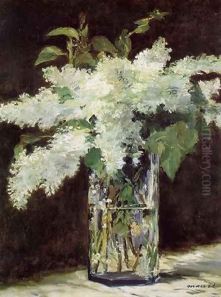 Lilacs in a Vase Oil Painting by Edouard Manet