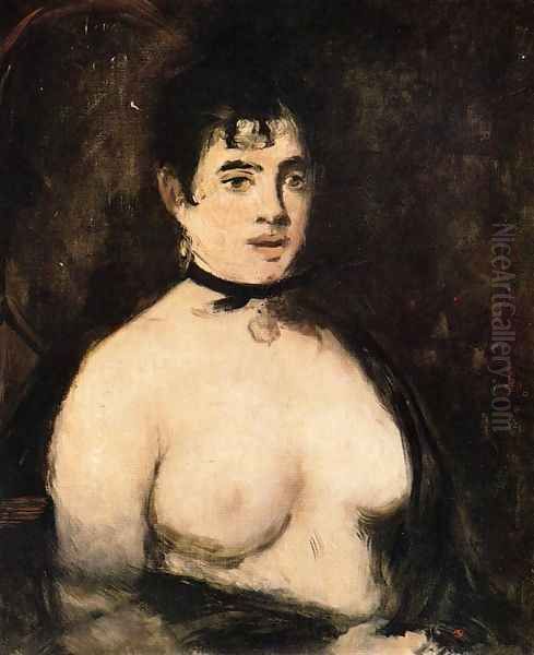 The Brunette with Bare Breasts Oil Painting by Edouard Manet