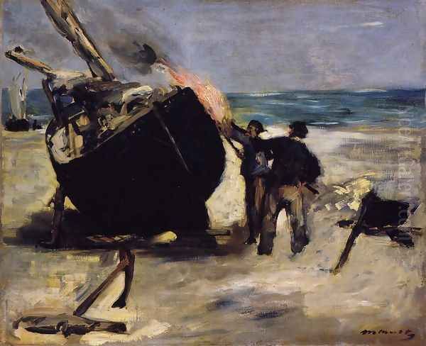 Tarring the Boat Oil Painting by Edouard Manet