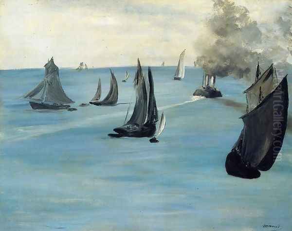 Steamboat Oil Painting by Edouard Manet