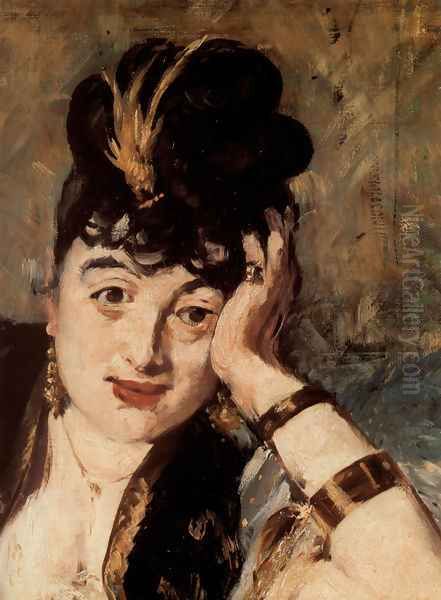 Woman with Fans [detail] (Nina de Callias) Oil Painting by Edouard Manet