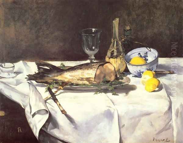 The Salmon Oil Painting by Edouard Manet