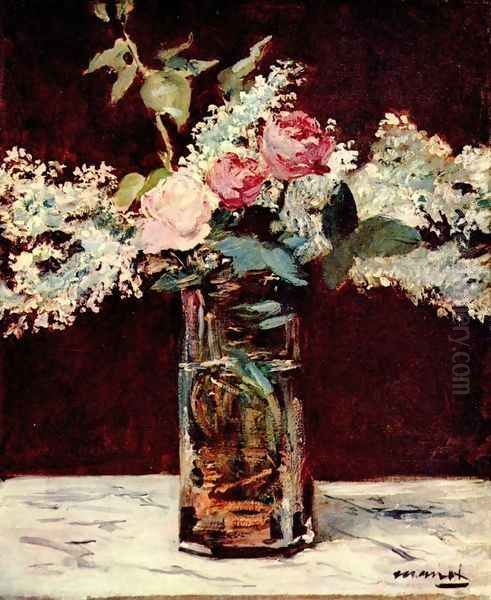 Roses et Lilas 1883 Oil Painting by Edouard Manet