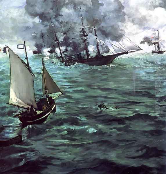 The Battle of the Kearsarge and Alabama Oil Painting by Edouard Manet