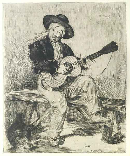 Le Chanteur Espagnol (Le Guitarero) Oil Painting by Edouard Manet