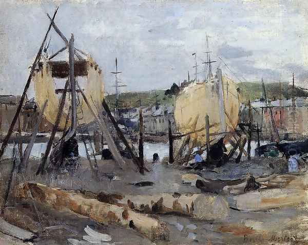 Boats Under Construction Oil Painting by Berthe Morisot