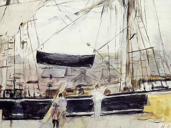 Boat At Dock Oil Painting by Berthe Morisot