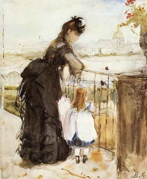 On the Balcony 1872 Oil Painting by Berthe Morisot