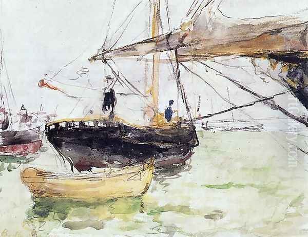 Aboard A Yacht Oil Painting by Berthe Morisot