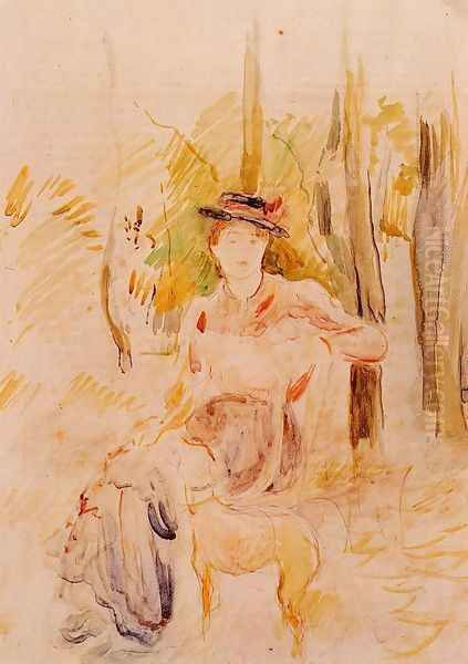 Jeune Fille A La Levrette Oil Painting by Berthe Morisot