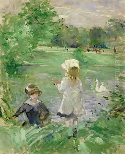 Beside a Lake 1883 Oil Painting by Berthe Morisot