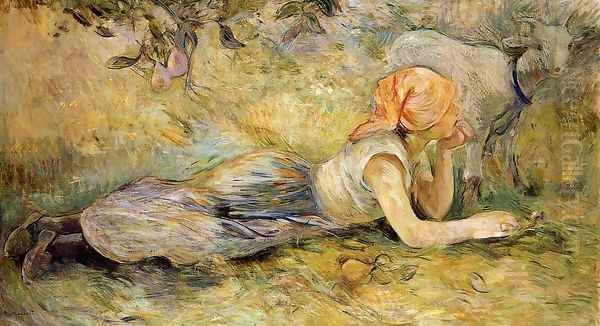 Shepherdess Laying Down Oil Painting by Berthe Morisot