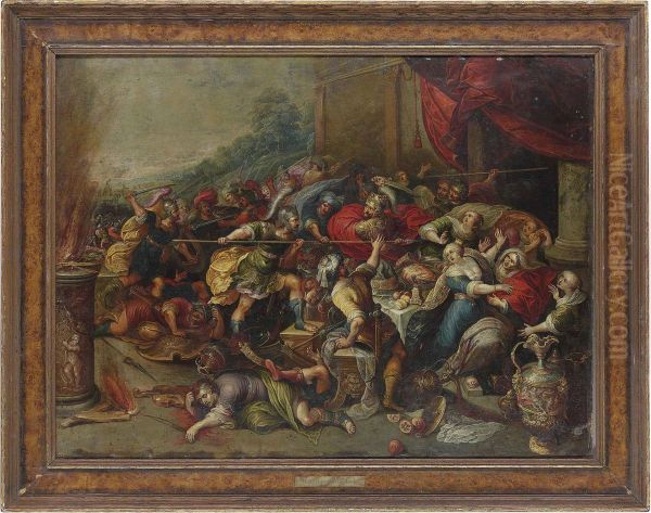 Phineas Interrupting The Wedding Of Perseus And Andromeda Oil Painting by Frans II Francken