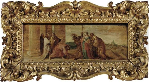 Christ And The Woman Taken Into Adultry Oil Painting by Frans II Francken