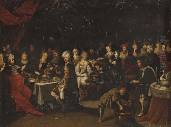 Balthasar's Feast Oil Painting by Frans II Francken