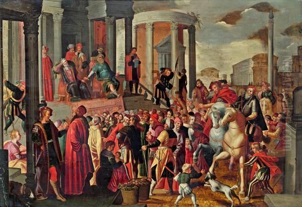 Sacco Die Roma Oil Painting by Frans II Francken