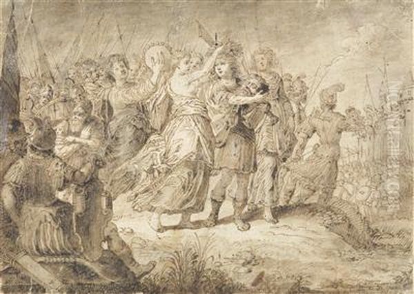 The Triumph Of David Over Goliath Oil Painting by Frans II Francken