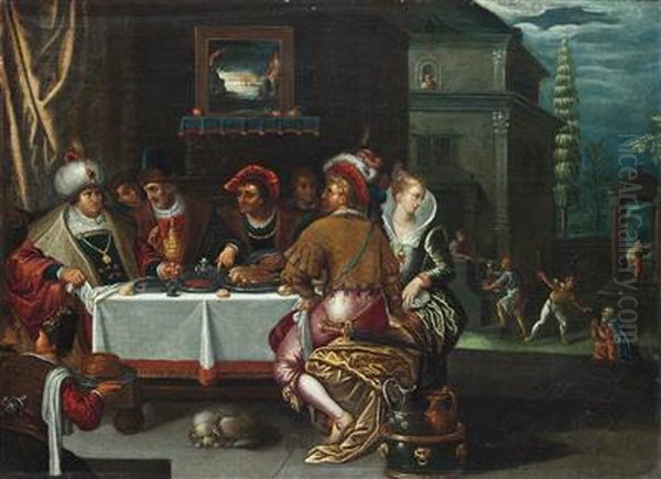 The Rich Man And Lazarus Oil Painting by Frans II Francken