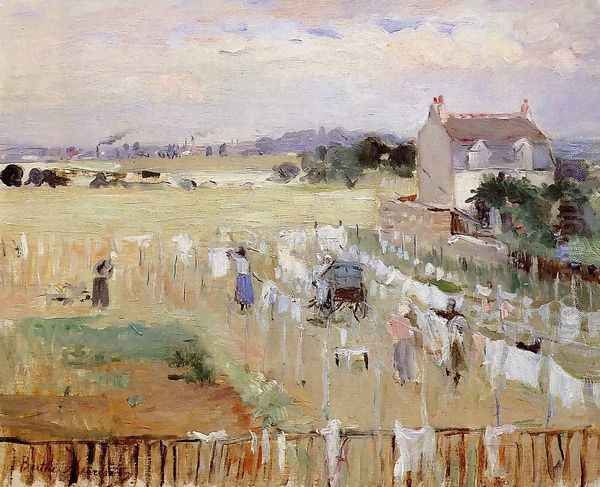 Hanging The Laundry Out To Dry Oil Painting by Berthe Morisot