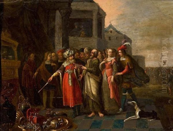 El Encuentro Entre Solon Ycreso Oil Painting by Frans II Francken